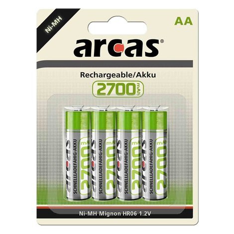 Arcas | AA/HR6 | 2700 mAh | Rechargeable Ni-MH | 4 pc(s) | 17727406